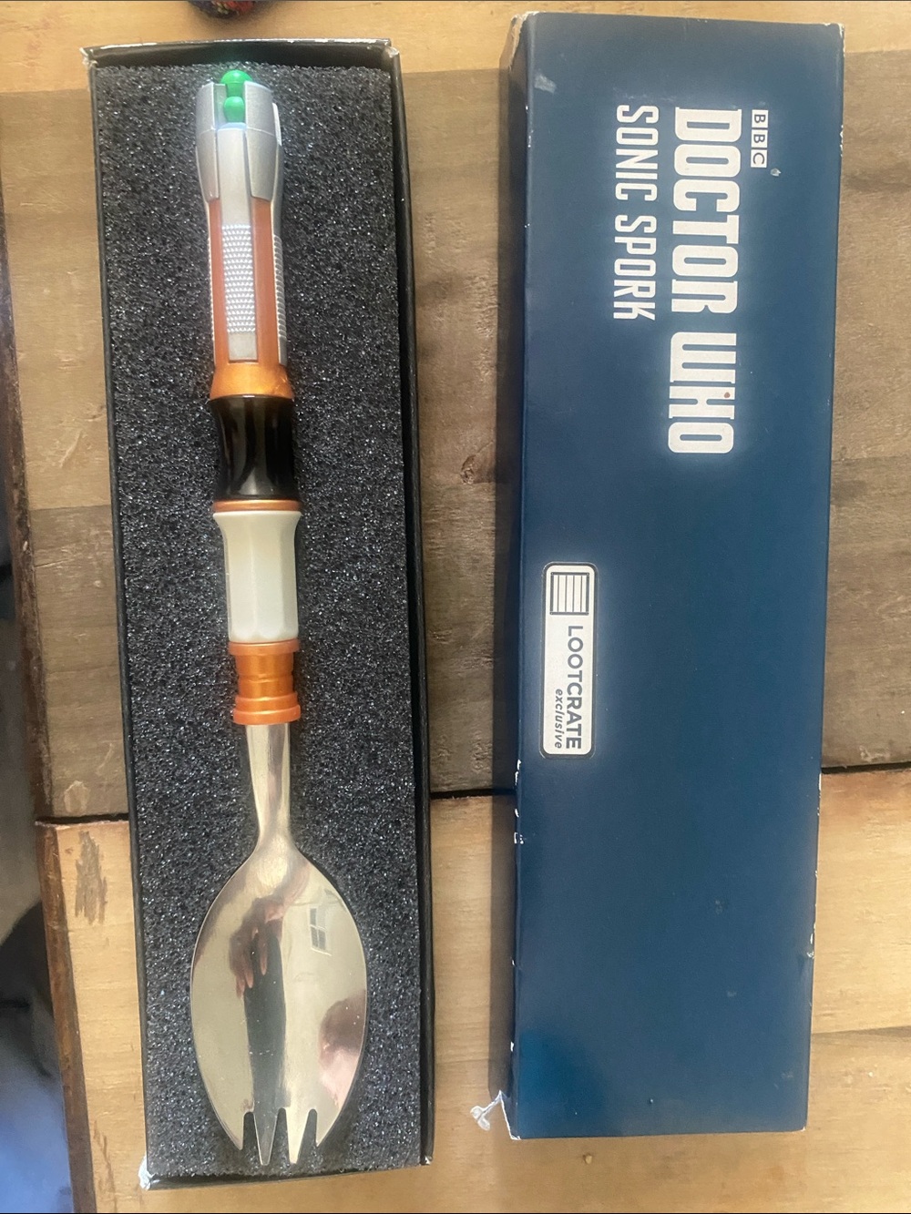 Loot Crate Doctor Who Sonic Spork — Orange, White, Black, Silver, Green